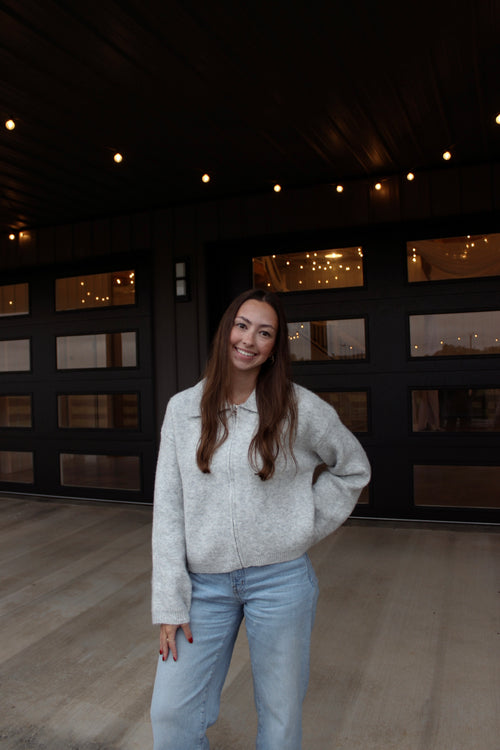 Cozy Gray Zip Up Cardigan