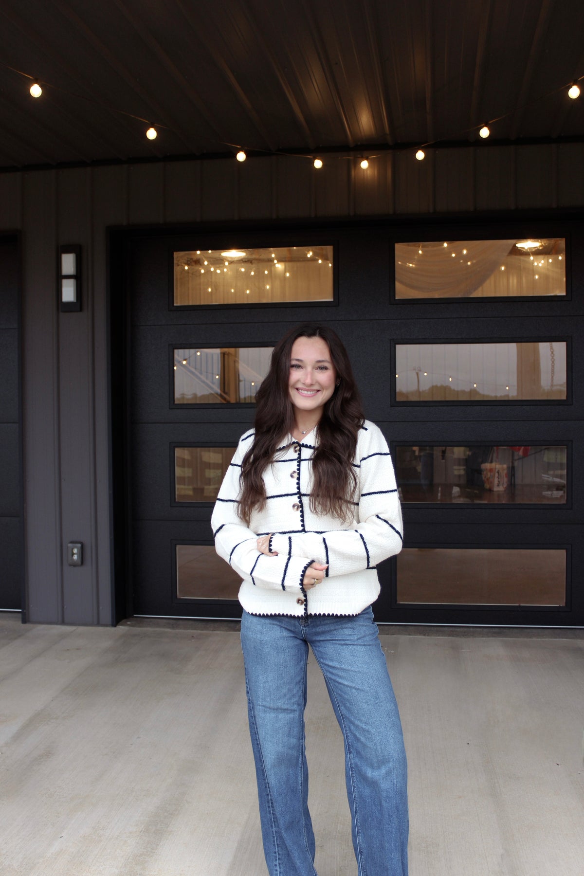 Collared Striped Cardigan