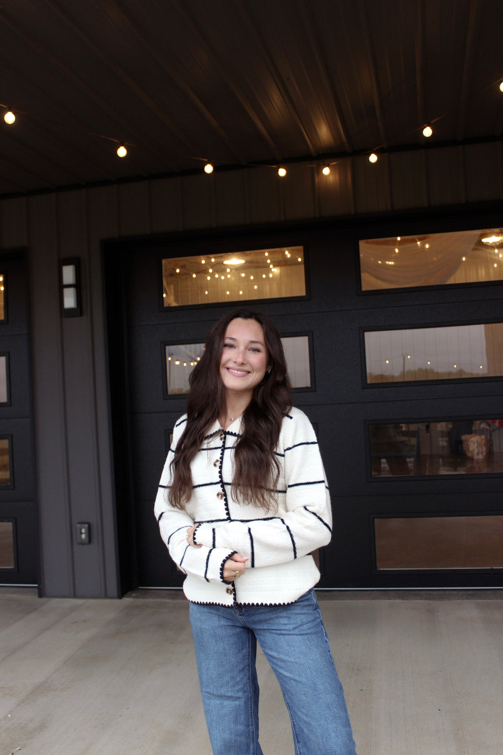 Collared Striped Cardigan