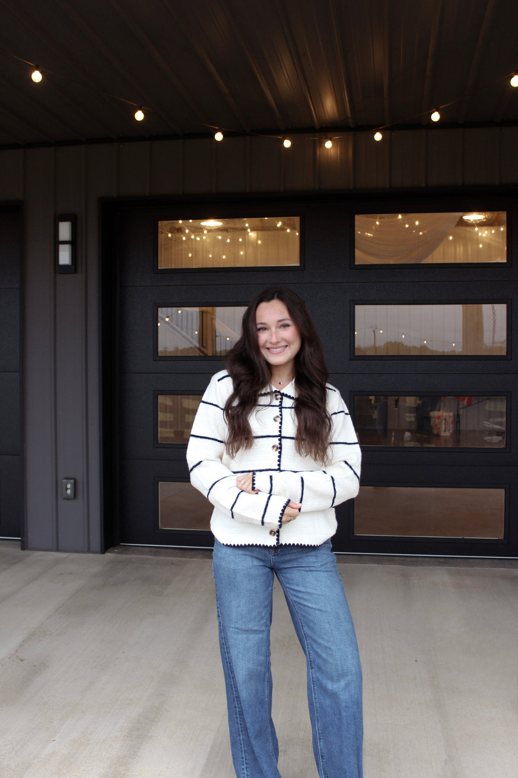 Collared Striped Cardigan